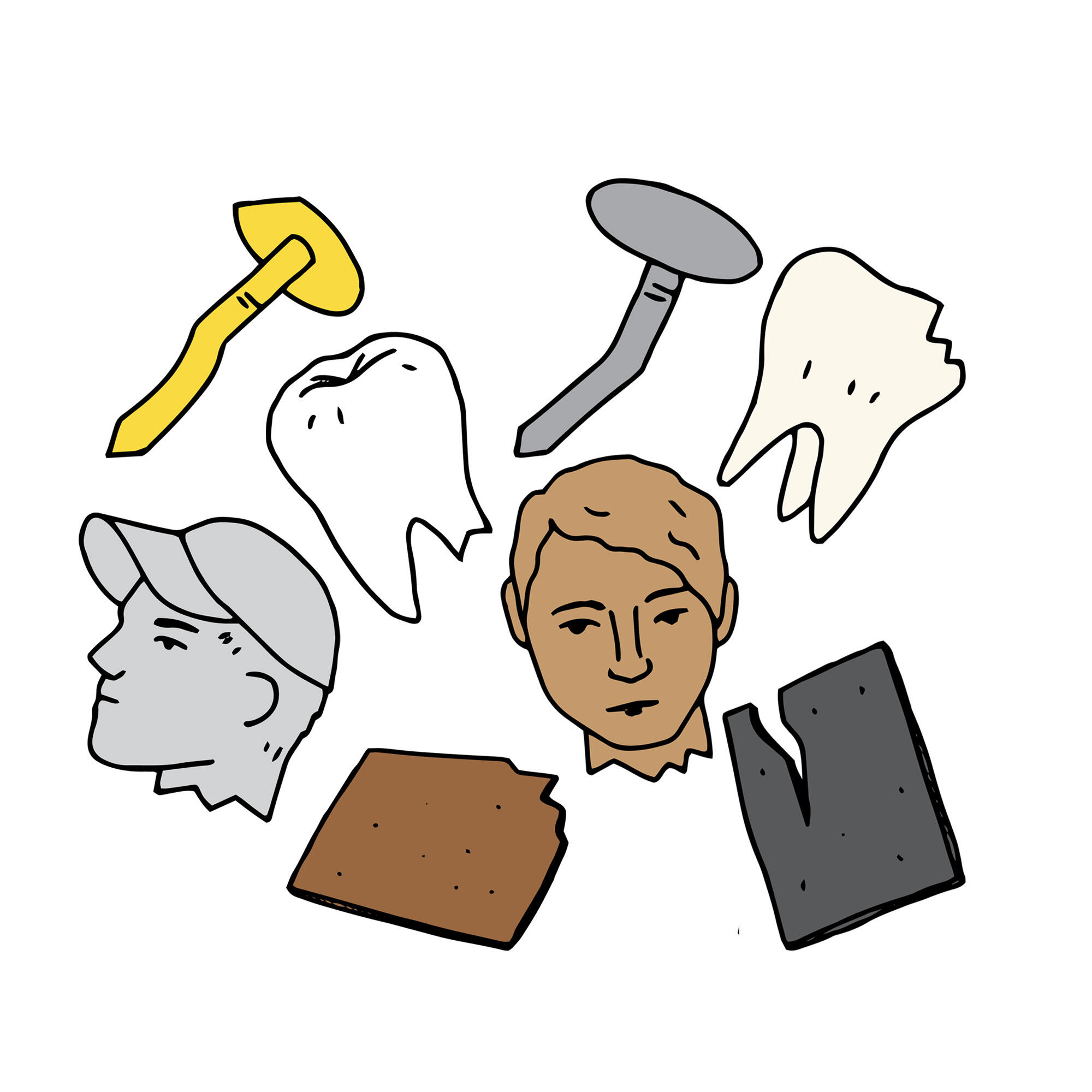 Fated in the End Roofing nails, faces, titles, teeth